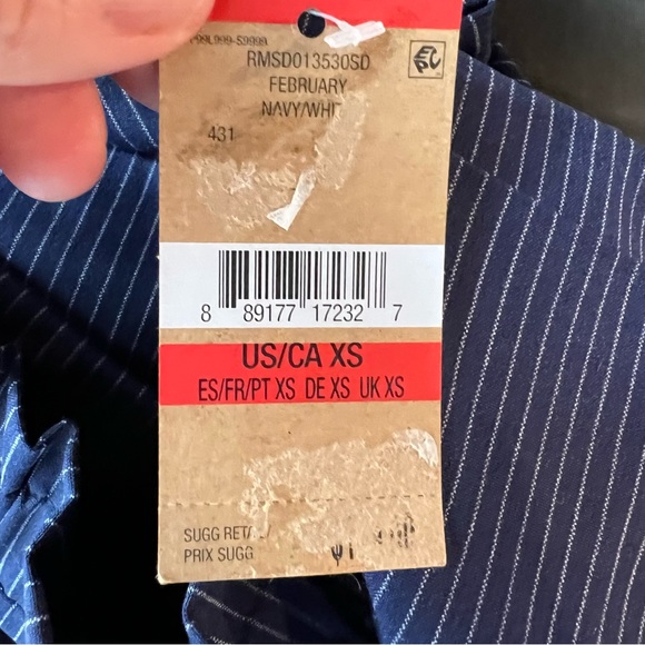 NWT RACHEL Rachel Roy Women's Smocked Off-The-Shoulder Dress Pin Stripe - Picture 4 of 8